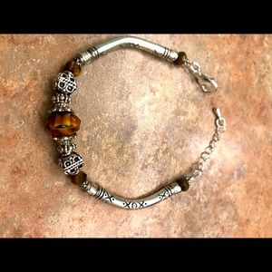 Tiger eye faceted bracelet with one inch extension